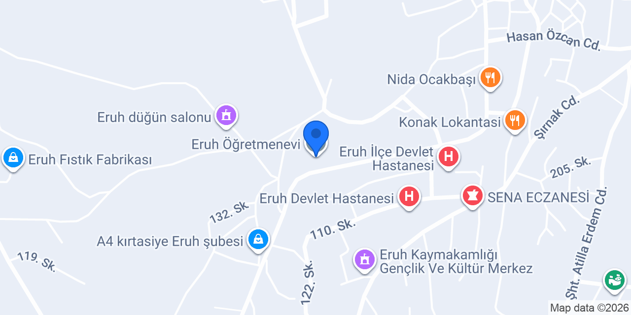 Eruh Öğretmenevi konumu