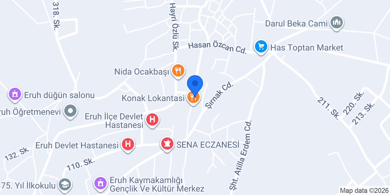 Temizel et market Eruh Kasap konumu