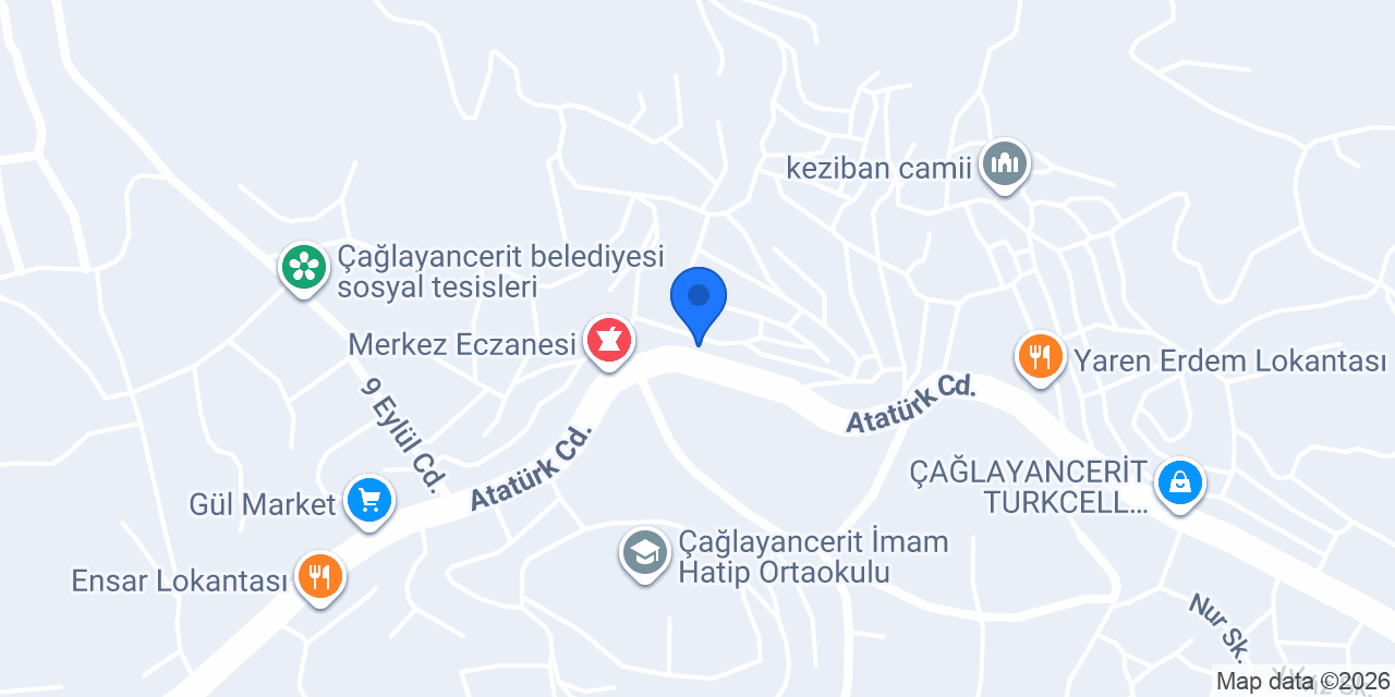 Ptt-Çağlayançerit Şubesi konumu