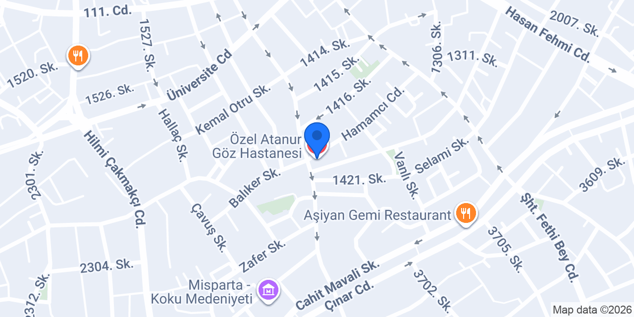 Özel Atanur Göz Hastanesi konumu