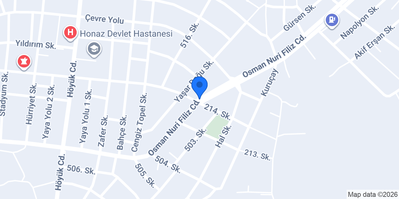 Denizli Honaz Apart & Elit Apart konumu
