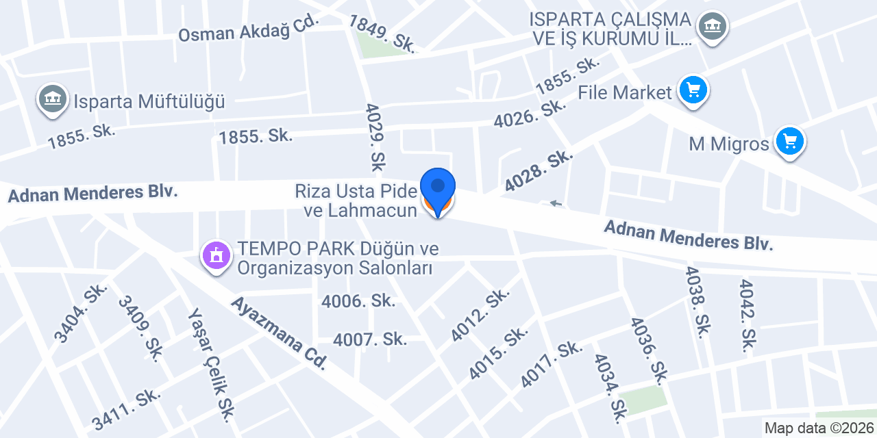 Riza Usta Pide ve Lahmacun konumu