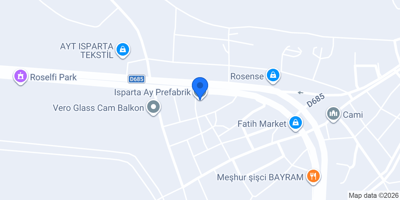 Isparta Ay Prefabrik konumu