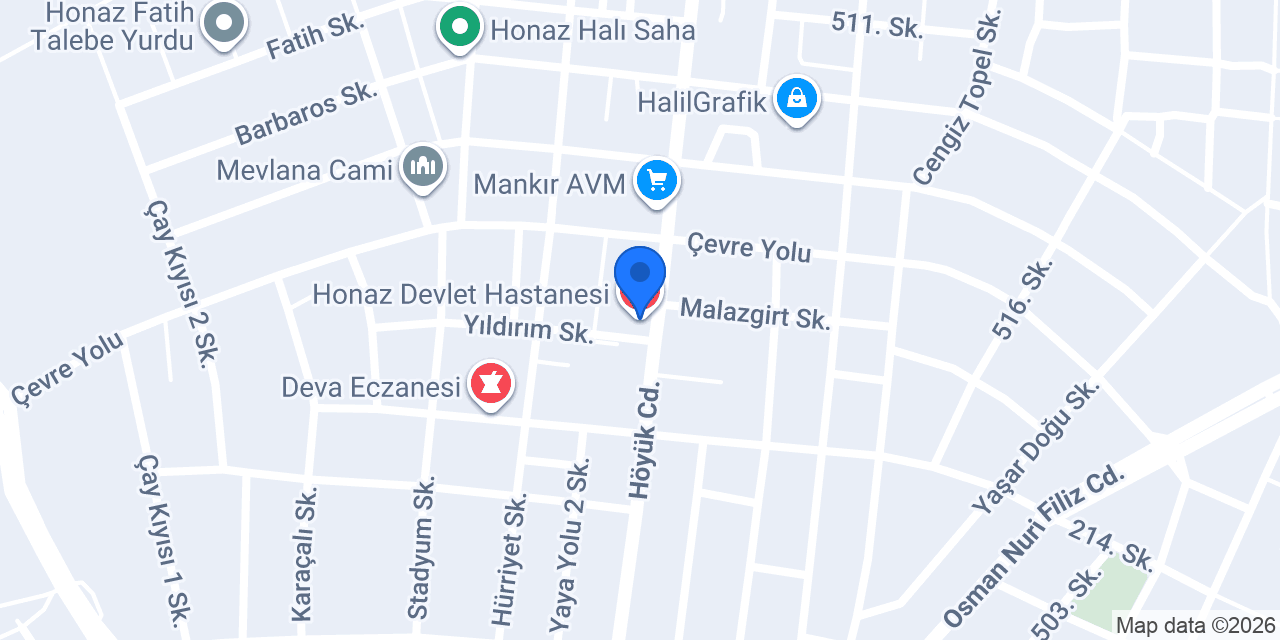 Honaz Devlet Hastanesi konumu