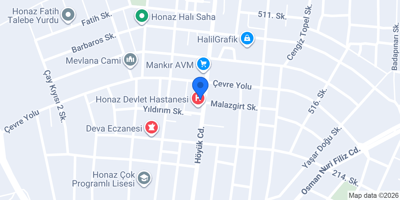 Honaz İlçe Sağlık Müdürlüğü konumu