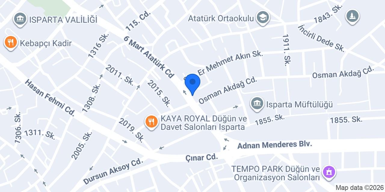 ISPARTA KORAY EMLAK konumu