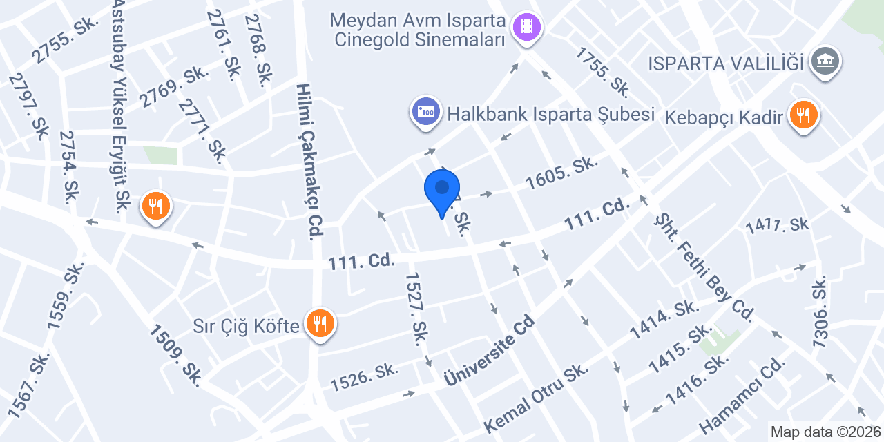Isparta Dost Veteriner Kliniği konumu