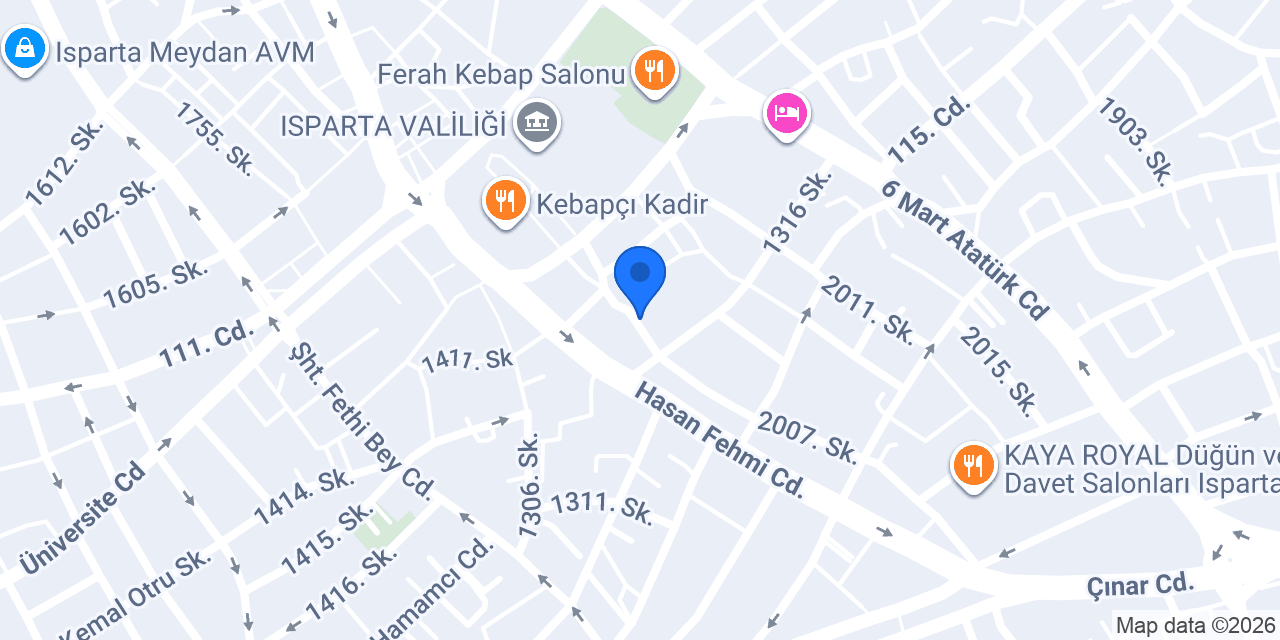 Hayrat Neşriyat Isparta Şubesi konumu