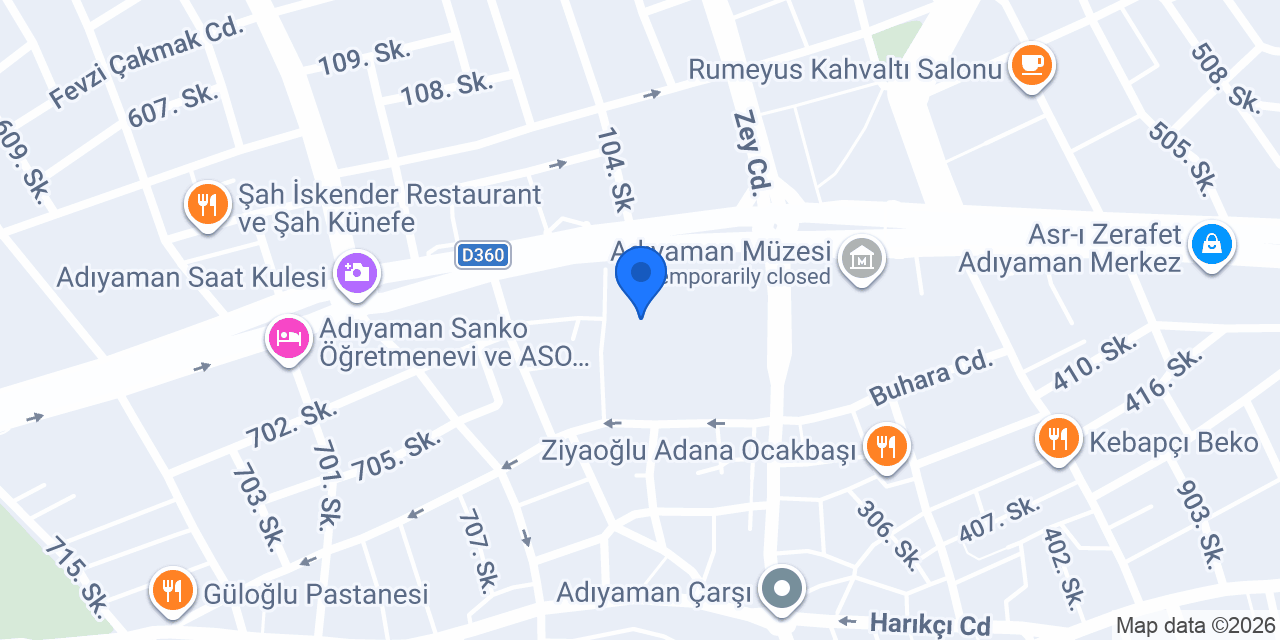 Adıyaman Pınar Taksi konumu