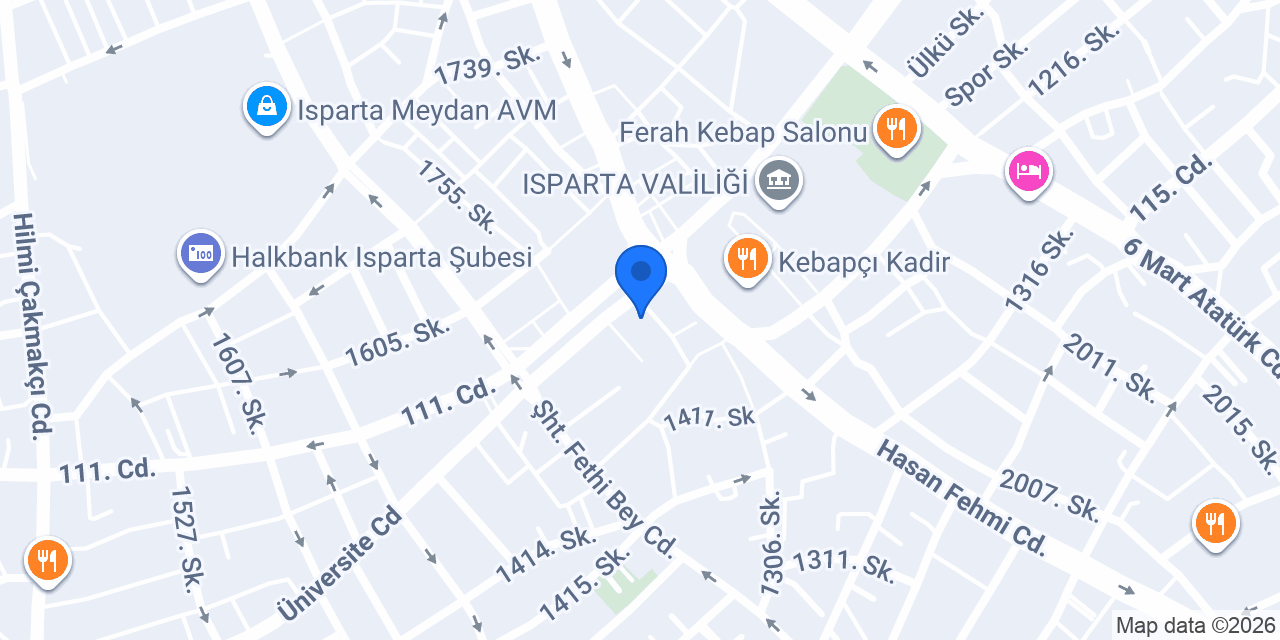Noter Isparta 1. Noterliği konumu