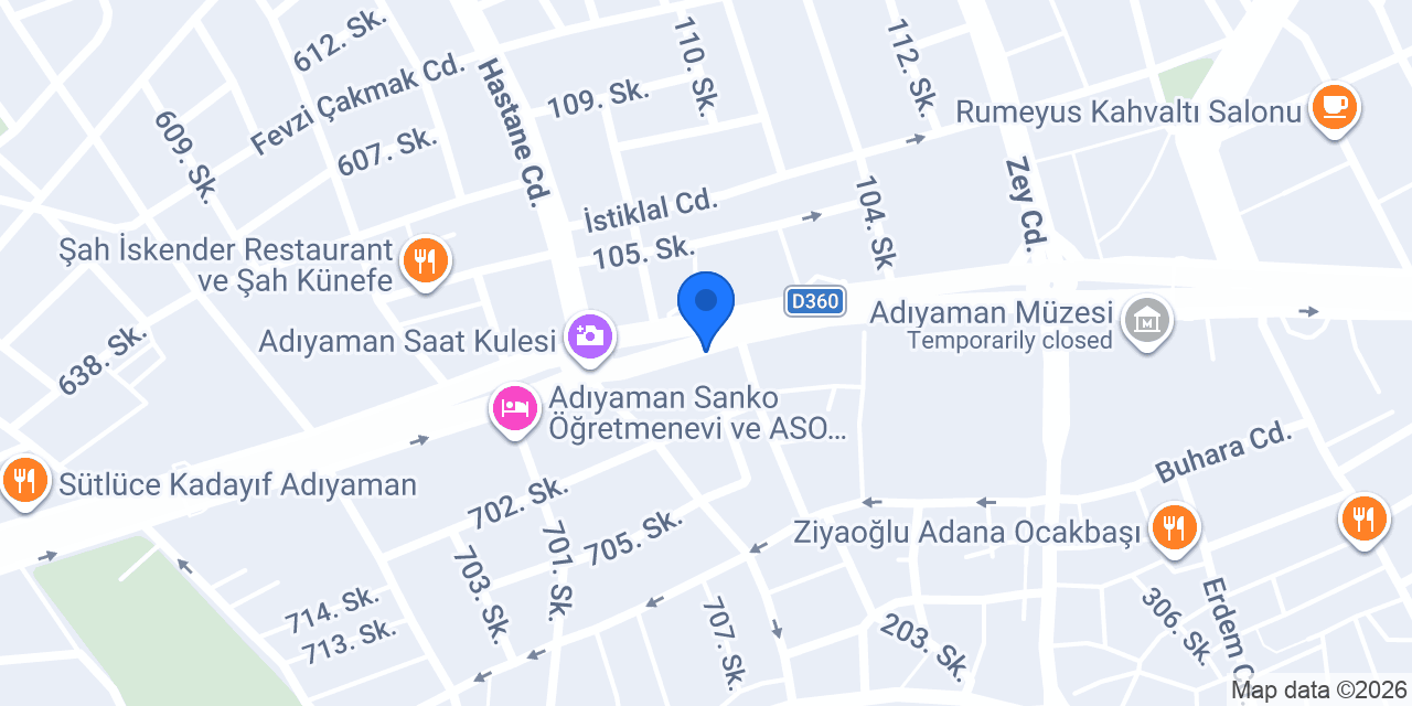 Adiyaman Vinç konumu