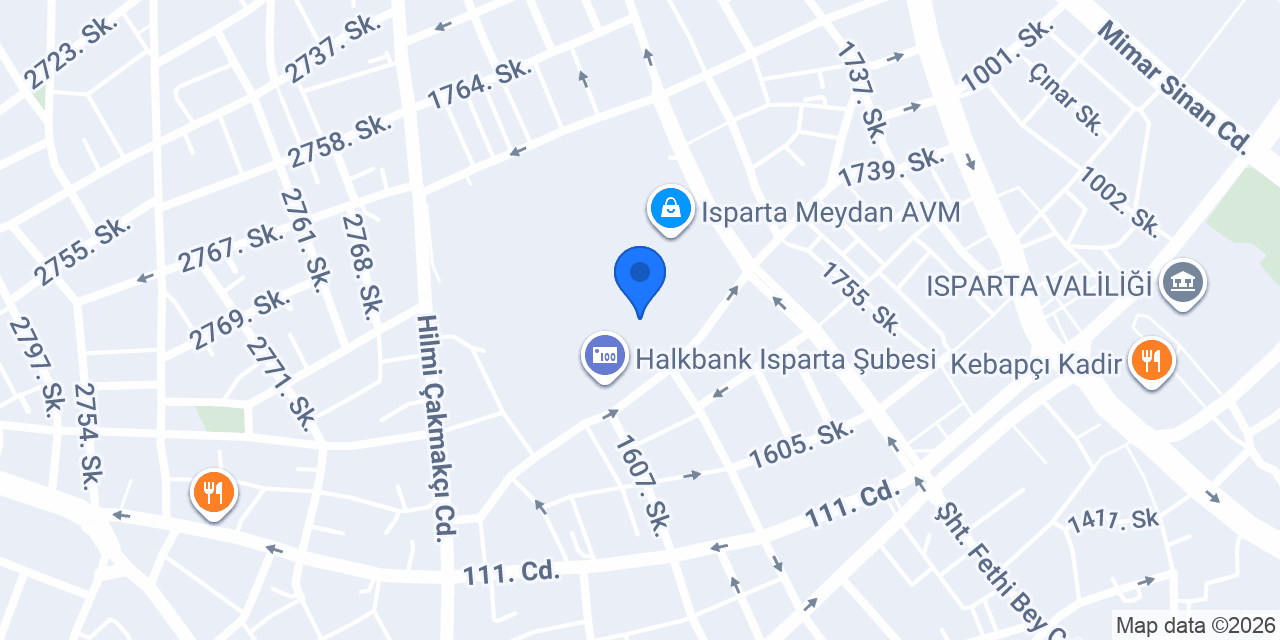 Vakıf Katılım Isparta Şubesi konumu