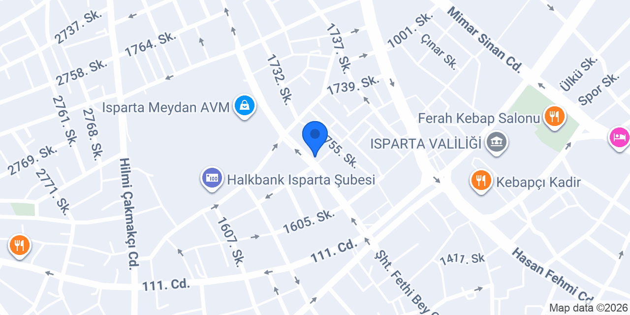 Sitare Isparta Şube konumu