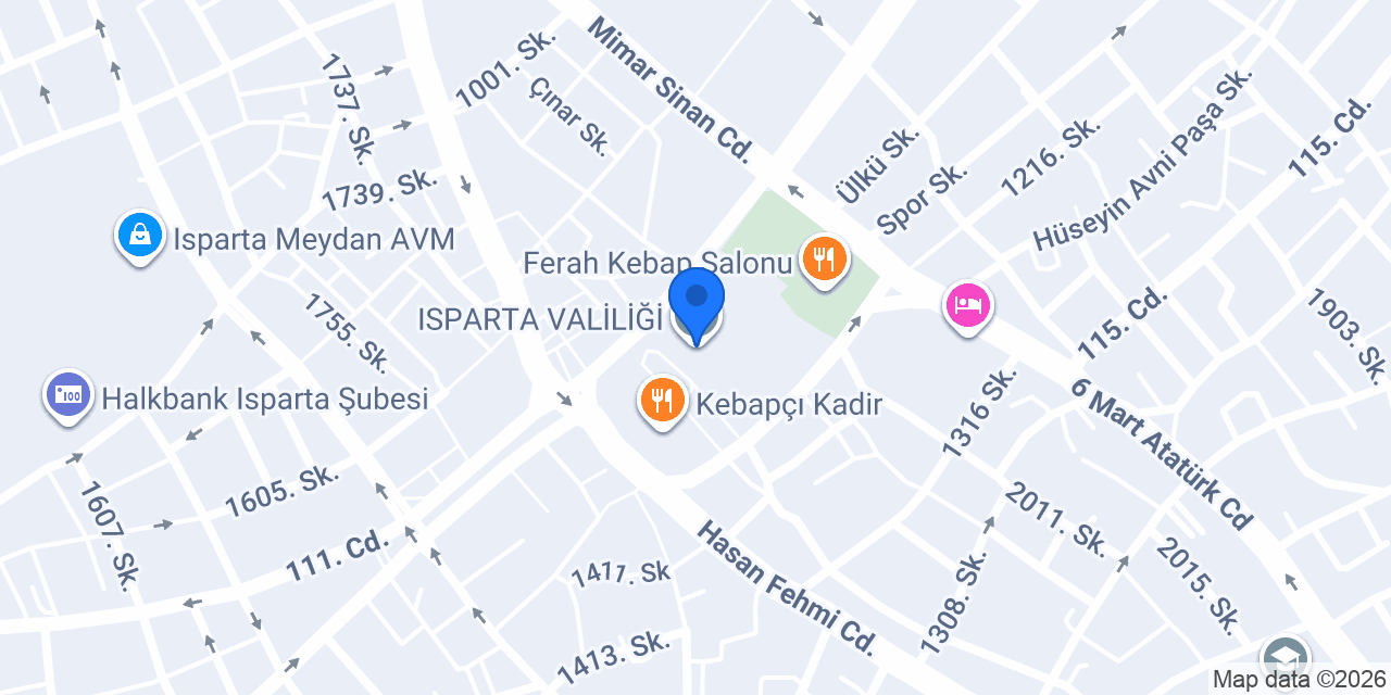 ISPARTA VALİLİĞİ konumu