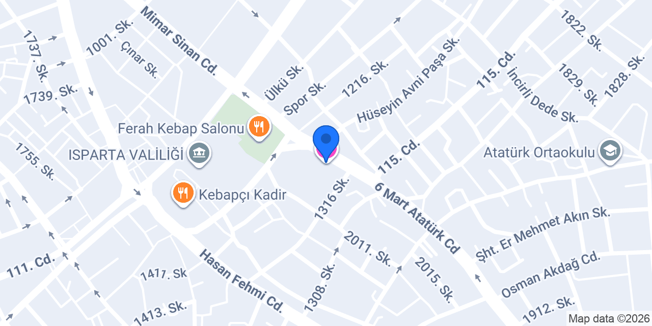Isparta Askeri Gazinosu konumu