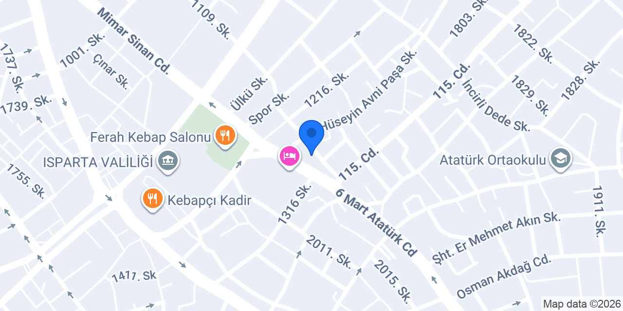 Bediüzzaman Said Nursi'nin Isparta Evi konumu