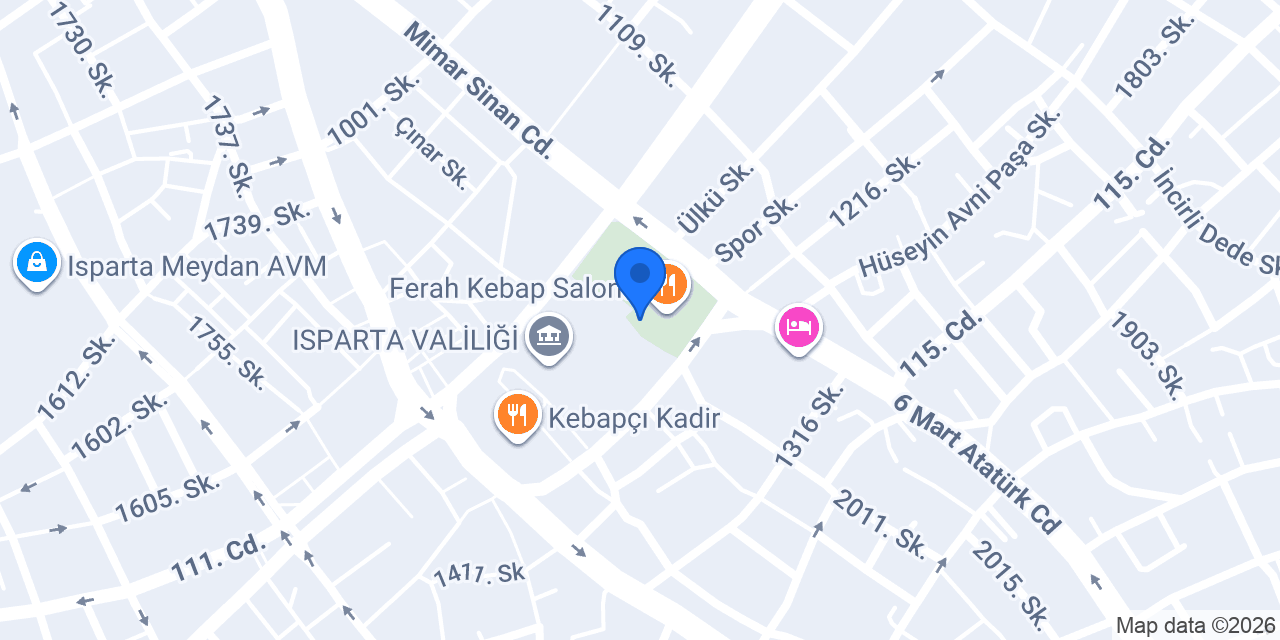 Atatürk parkı- Isparta konumu