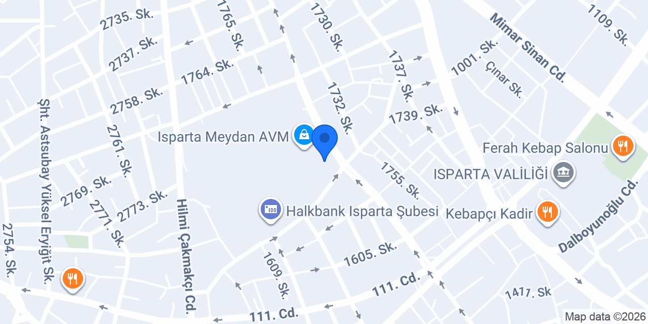 Kuveyt Türk Isparta Şubesi konumu