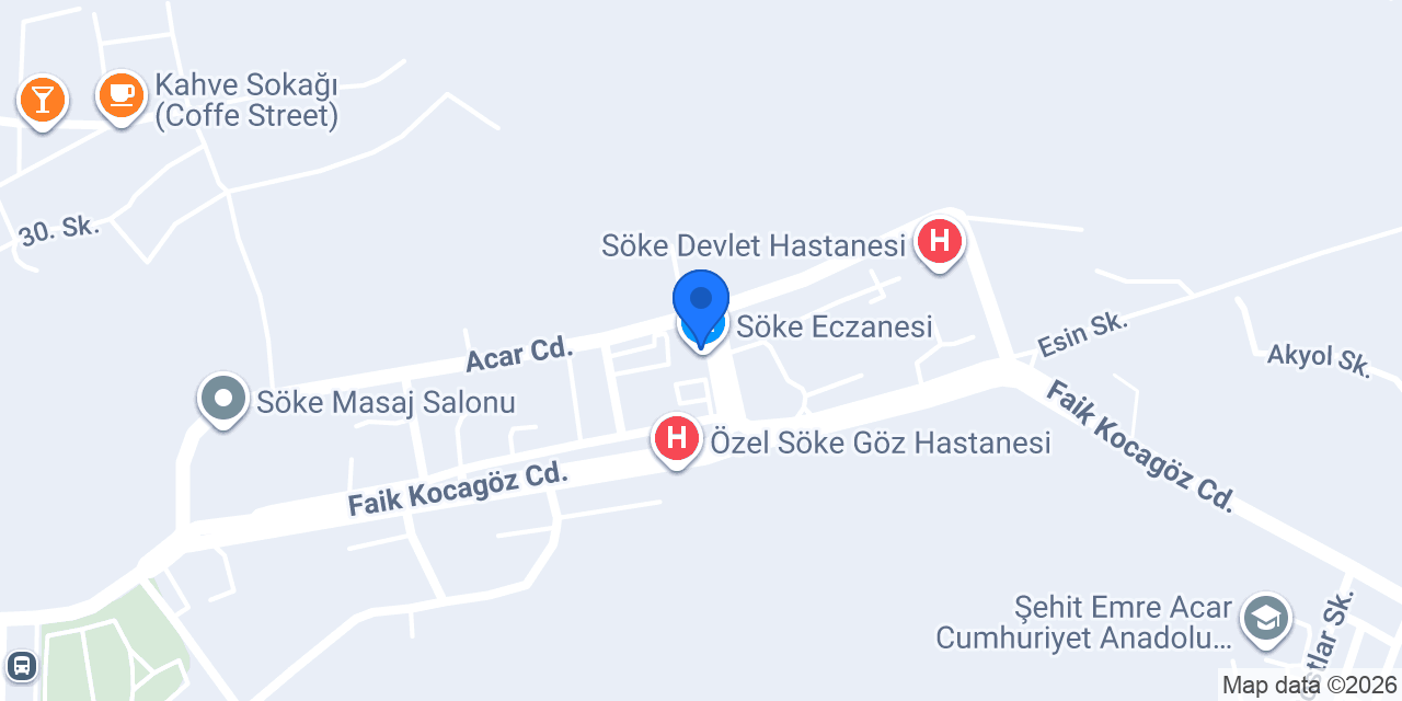 Yavuz Optik Hastane Şubesi konumu