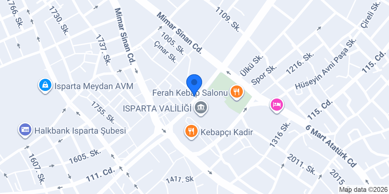 Türkiye İş Bankası Isparta Şubesi konumu