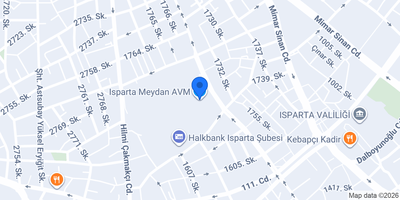 Isparta Meydan AVM konumu