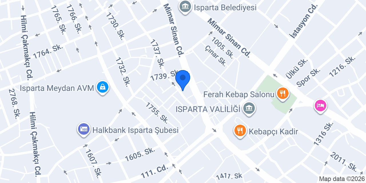 Konak Otel Isparta konumu