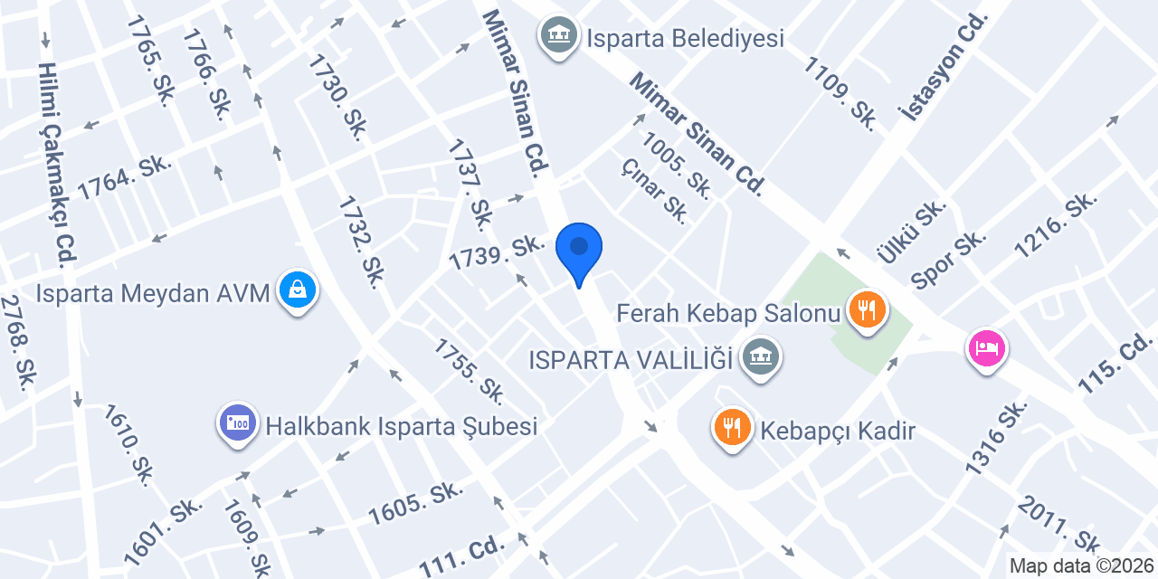 Türkiye Finans Isparta Şubesi konumu