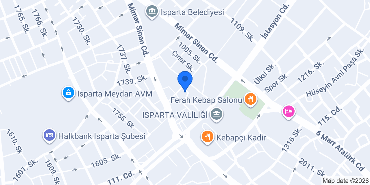 YCA İnşaat Isparta konumu