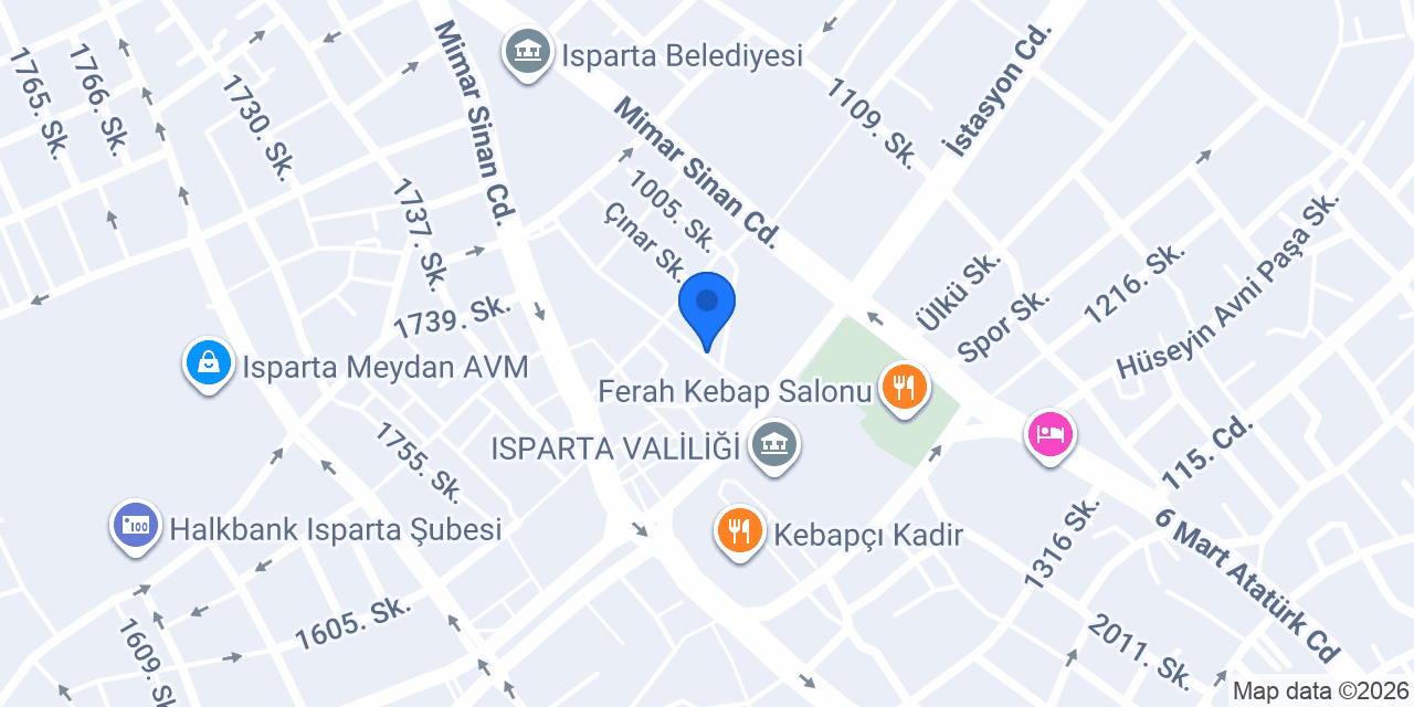 ISPARTA AVUKAT İSMAİL YALÇIN konumu