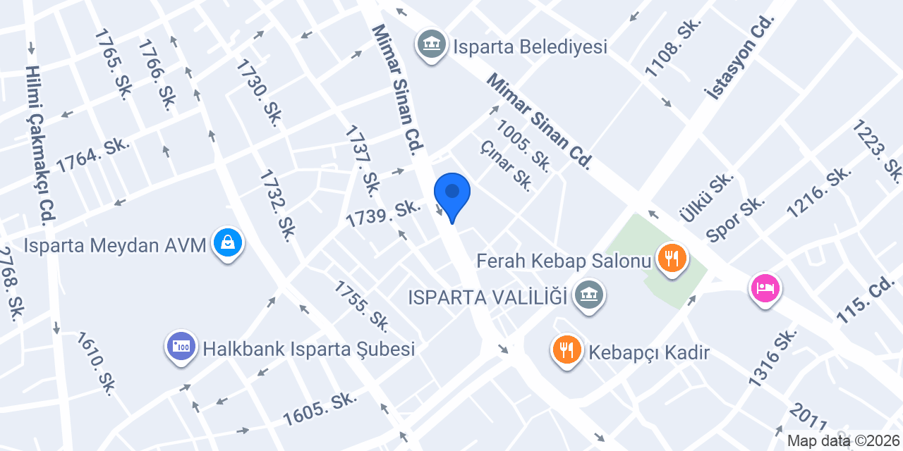 Isparta Otel Akkoç konumu