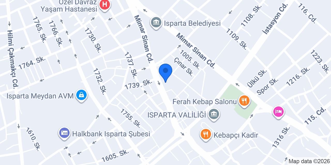 Şekerbank Isparta Şubesi konumu