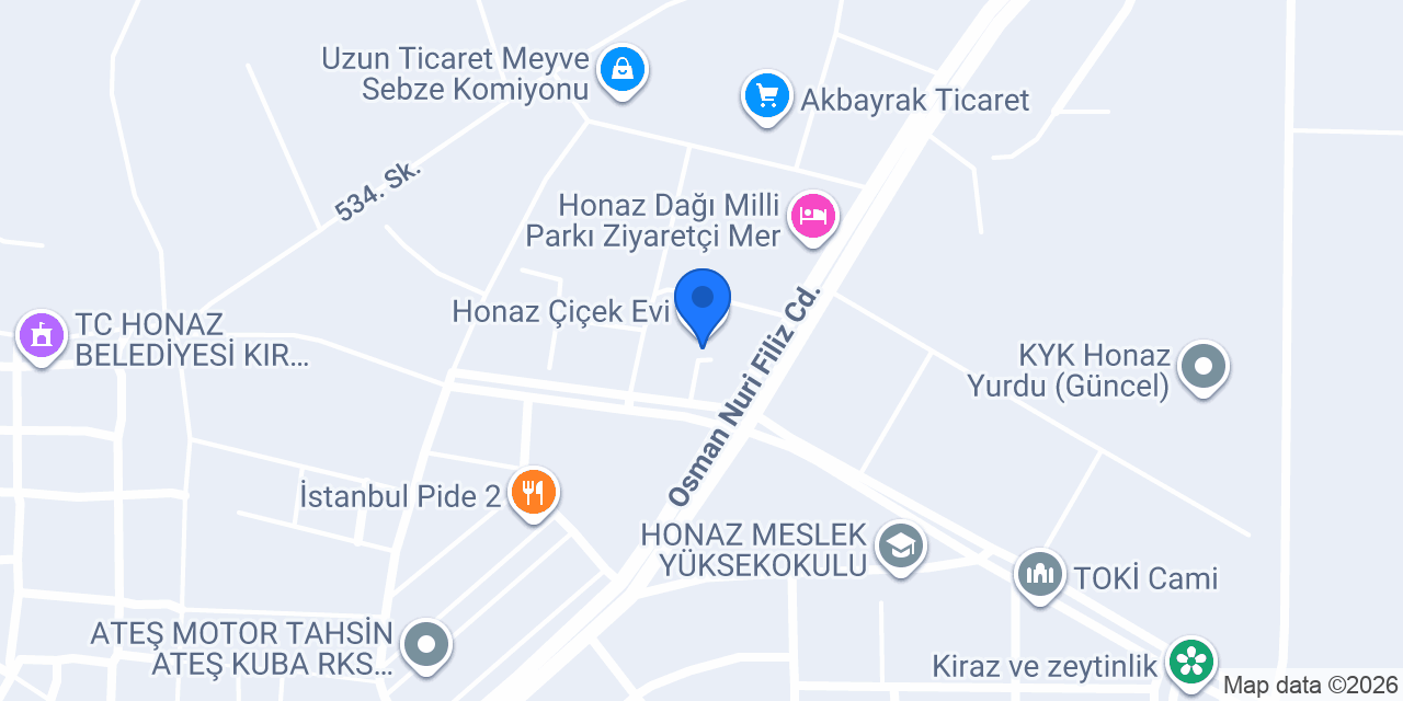 Honaz İlçe Nüfus Müdürlüğü konumu