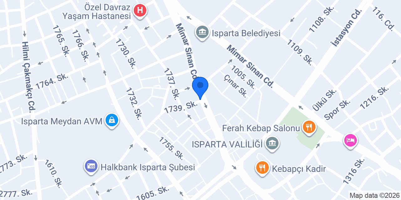 Isparta Gözde Apart konumu