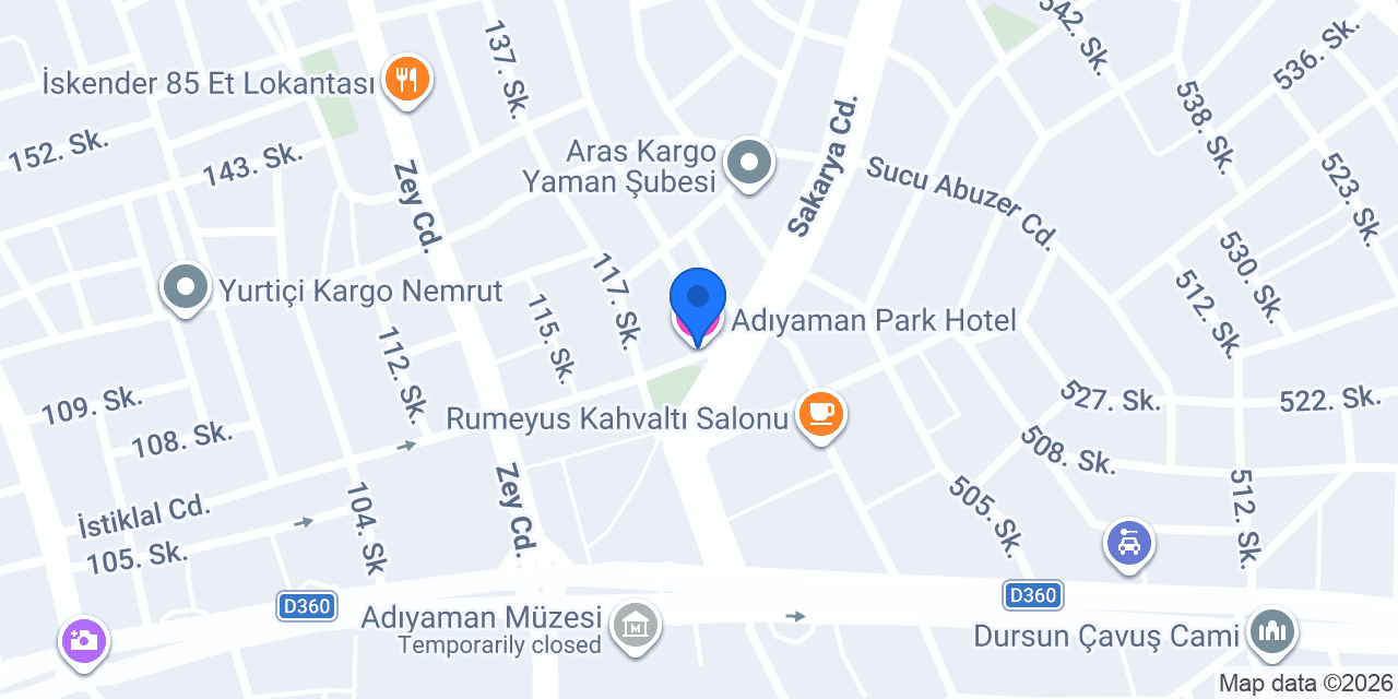 Adıyaman Park Hotel konumu