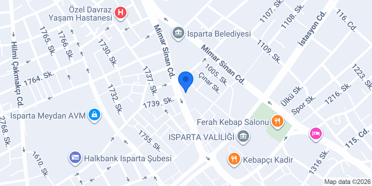 Saklıkonak Apart Isparta konumu