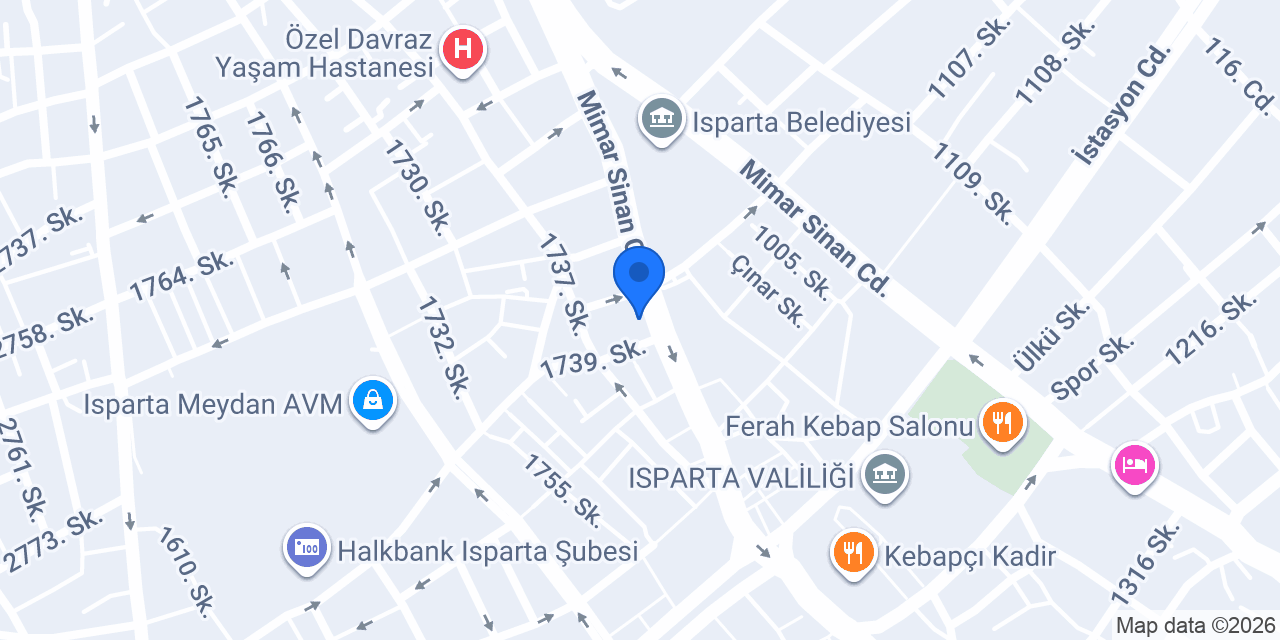 Yapı Kredi - Isparta Şubesi konumu