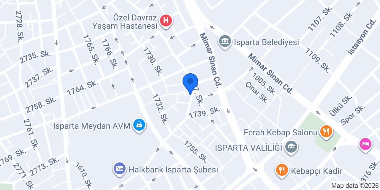 Isparta Alfa Koç Eğitim Kurumları konumu