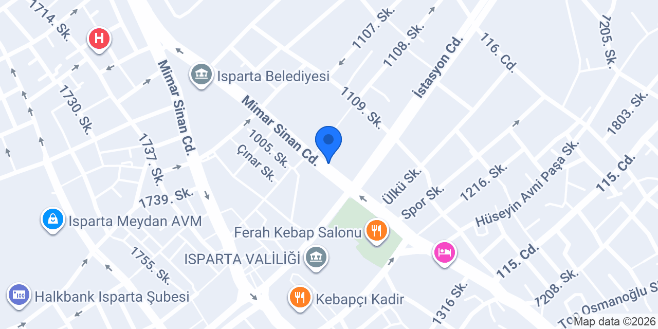 Isparta Öğretmenevi konumu