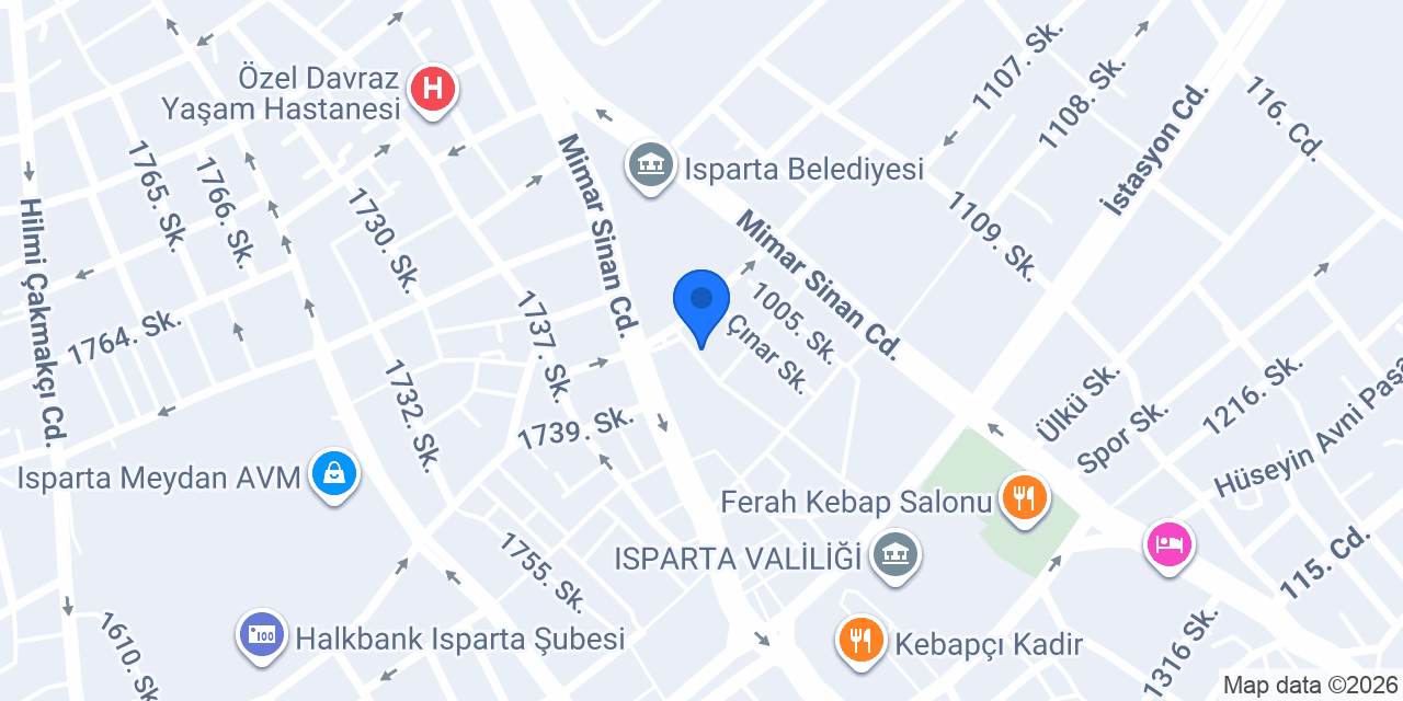 Zater Döner Isparta Merkez konumu