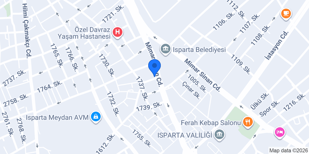 Isparta Özel Ders Eğitim Kurumları konumu