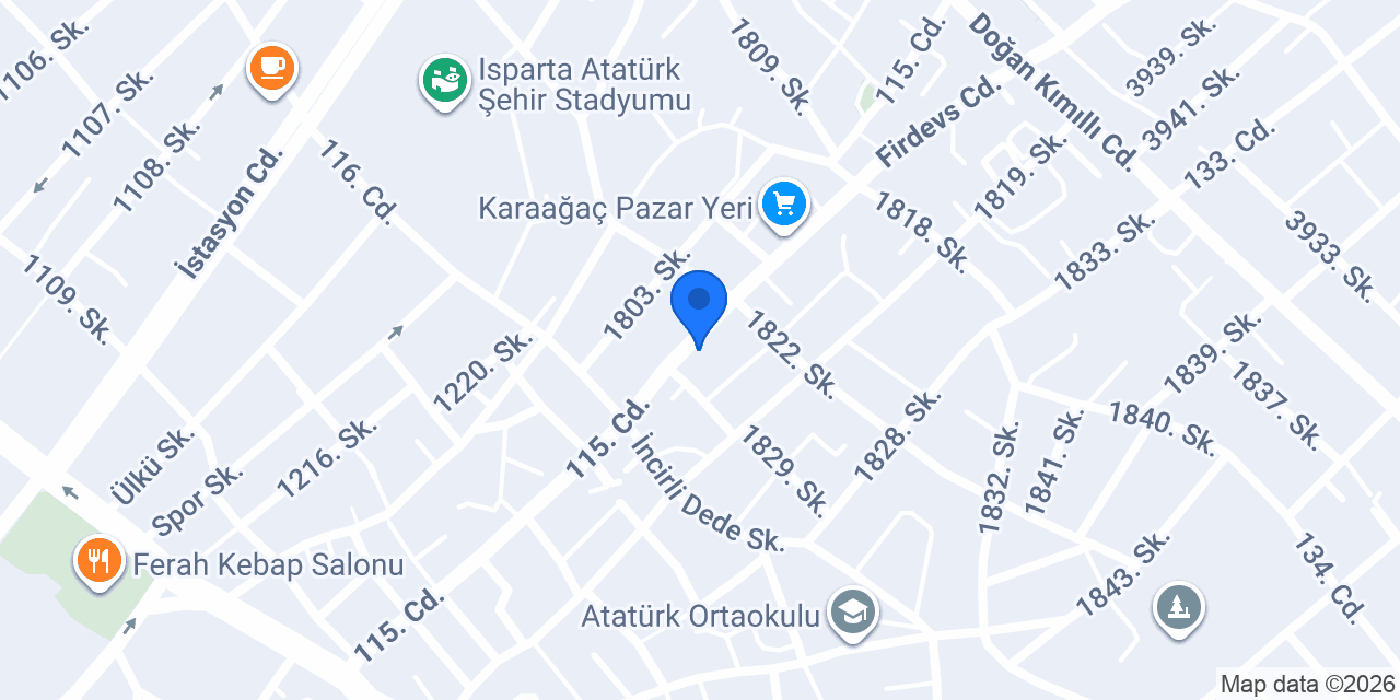 Isparta Tekin Lila Pastanesi konumu