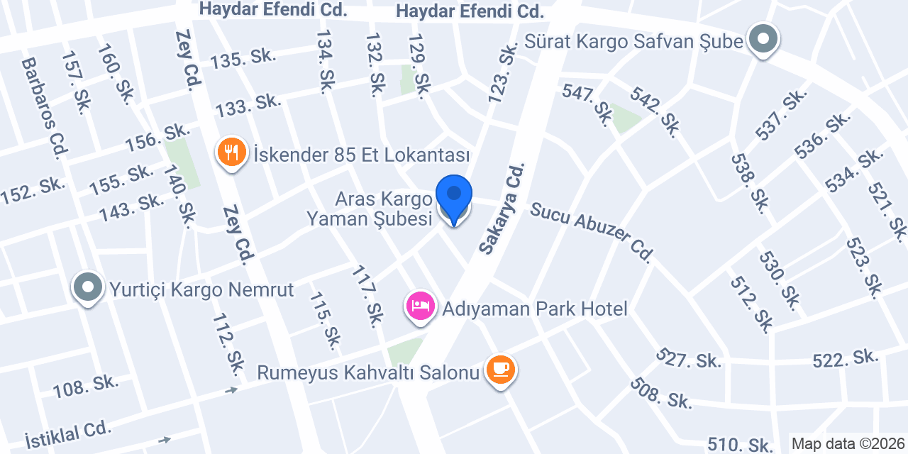 Aras Kargo Yaman Şubesi konumu