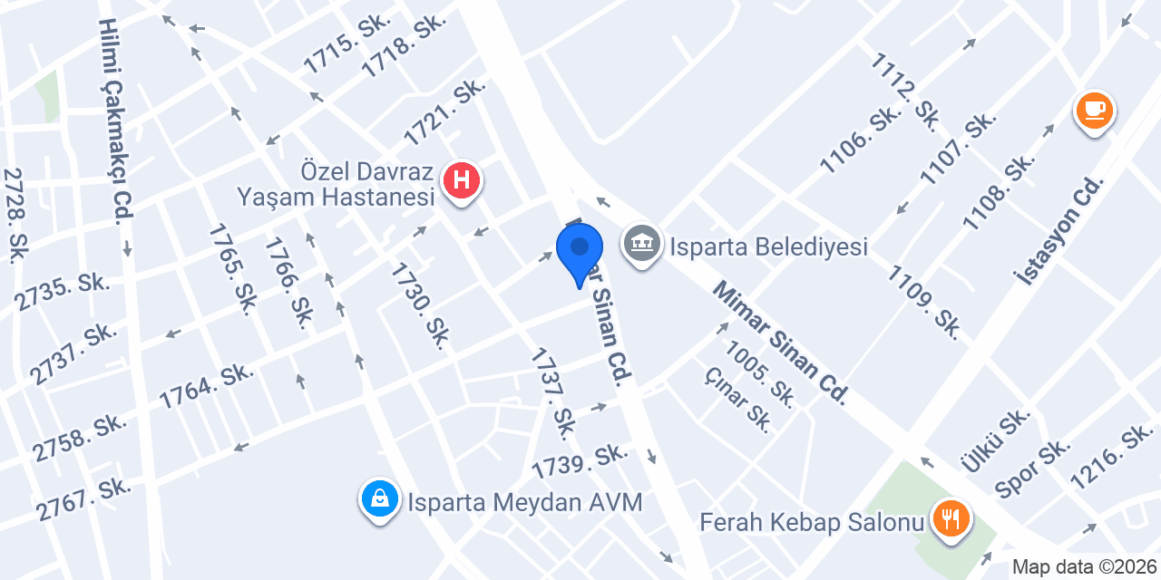 Gündüz Sürücü Kursu Isparta konumu