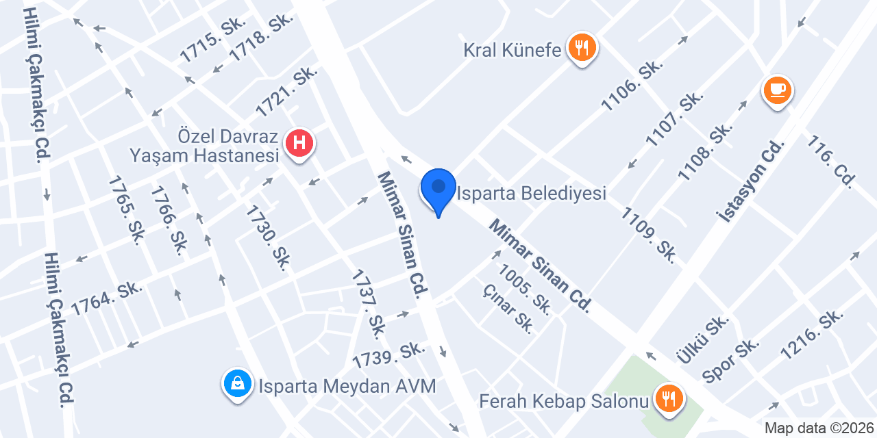 Isparta Belediyesi konumu