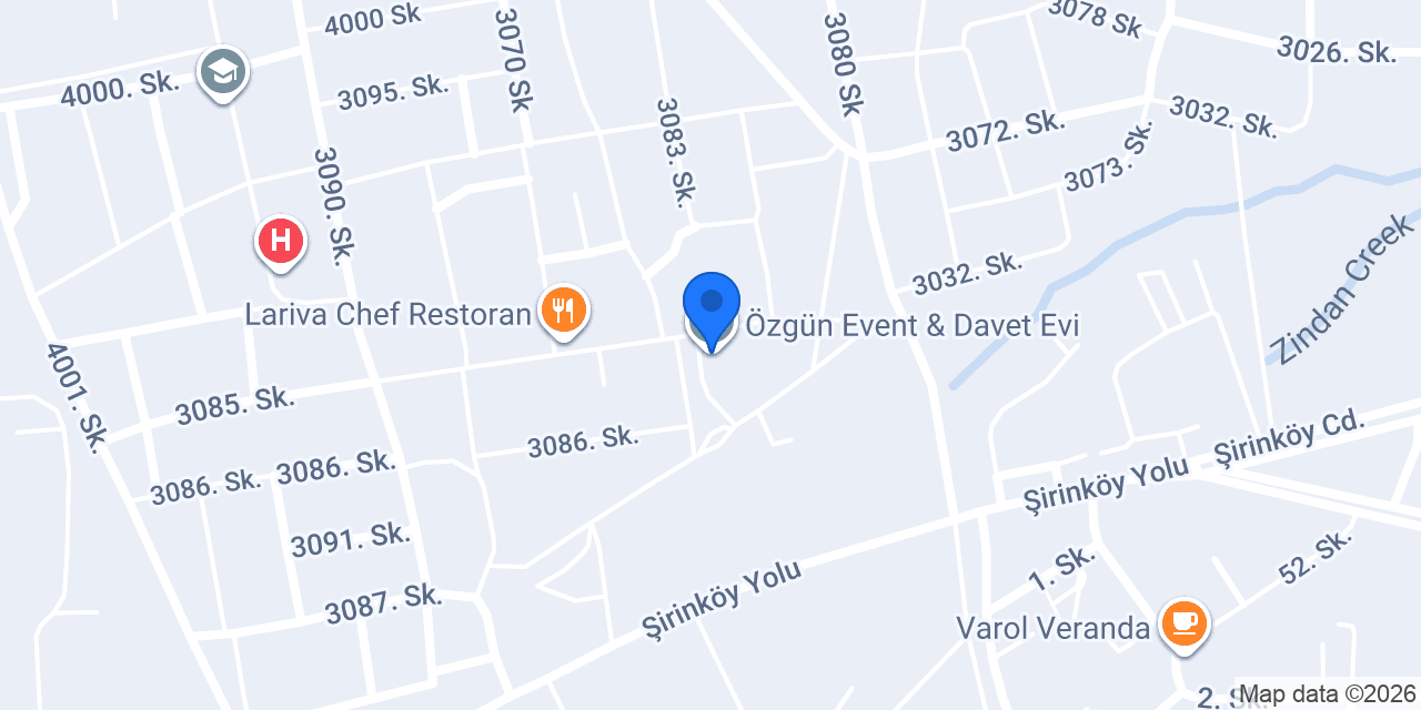 Özgün Event & Davet Evi konumu