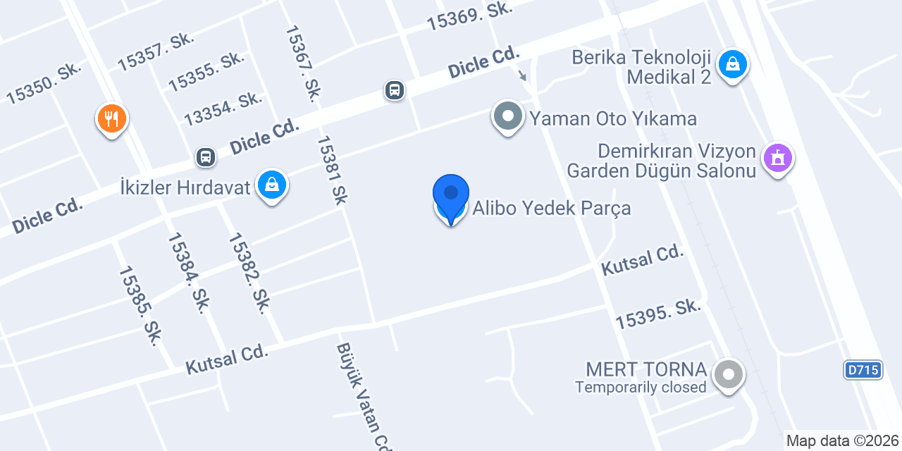 Alibo Yedek Parça konumu