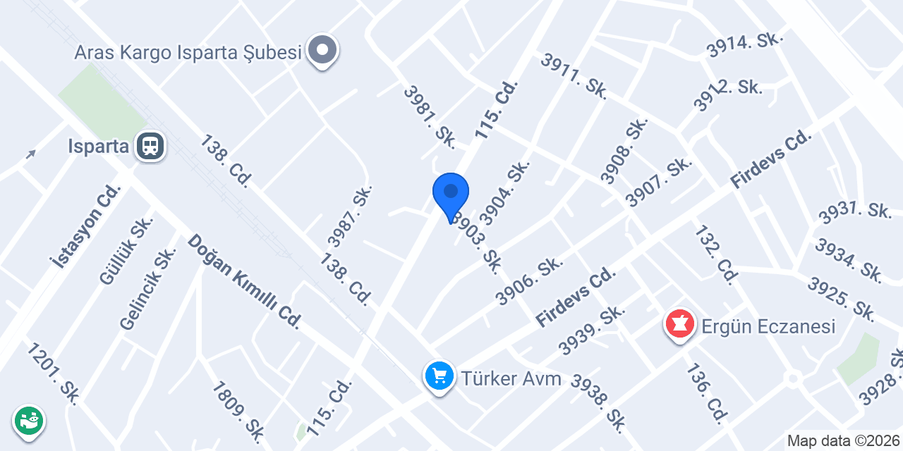 Isparta Kadastro Müdürlüğü konumu