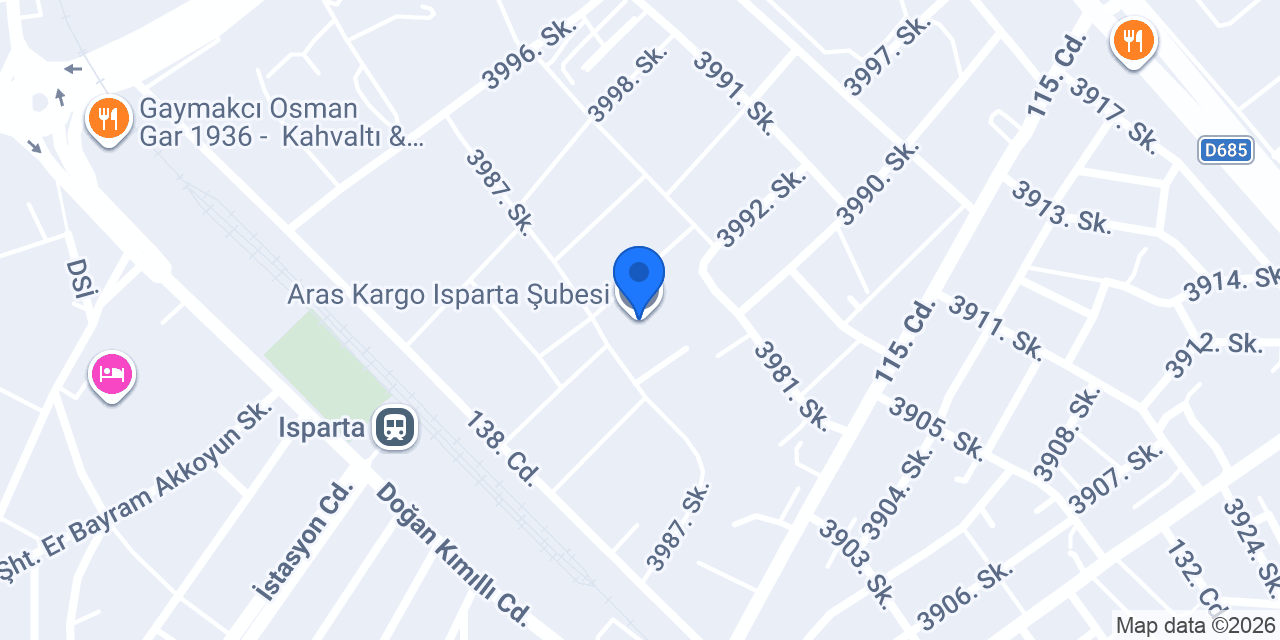 Aras Kargo Isparta Şubesi konumu
