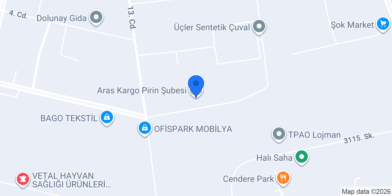 Aras Kargo Pirin Şubesi konumu