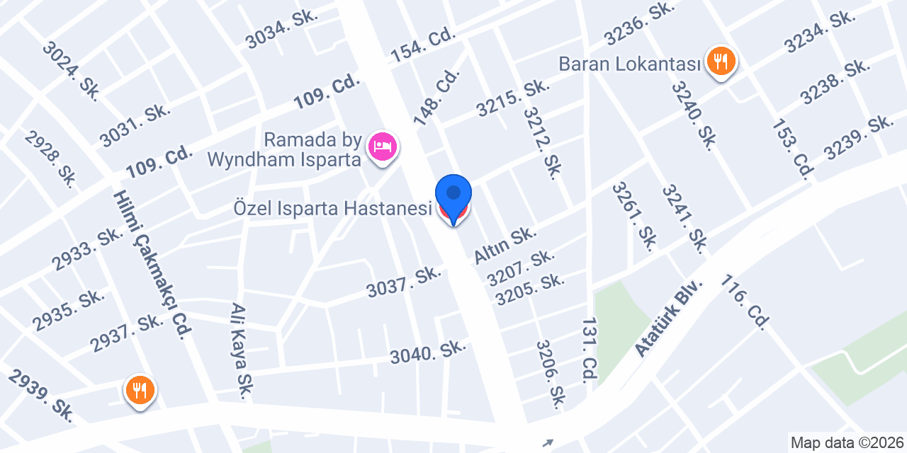 Özel Isparta Hastanesi konumu